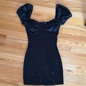 Windsor Black Mini Dress with Puff Sleeves